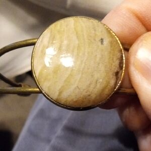 Stone Accent Brass Bracelet Hand Made Nebraska River Rock